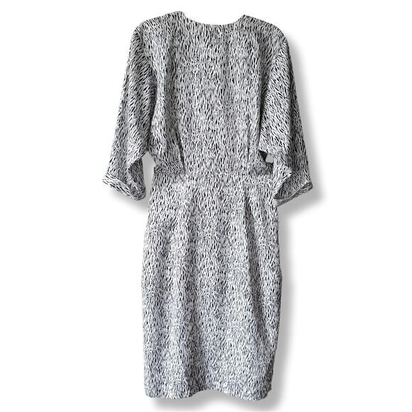 Christina Grant 80s Retro Pencil Dress M White Black Chic Career Statement - Picture 7 of 9